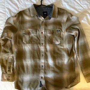 Vans Men's Green Plaid Button Down Shirt